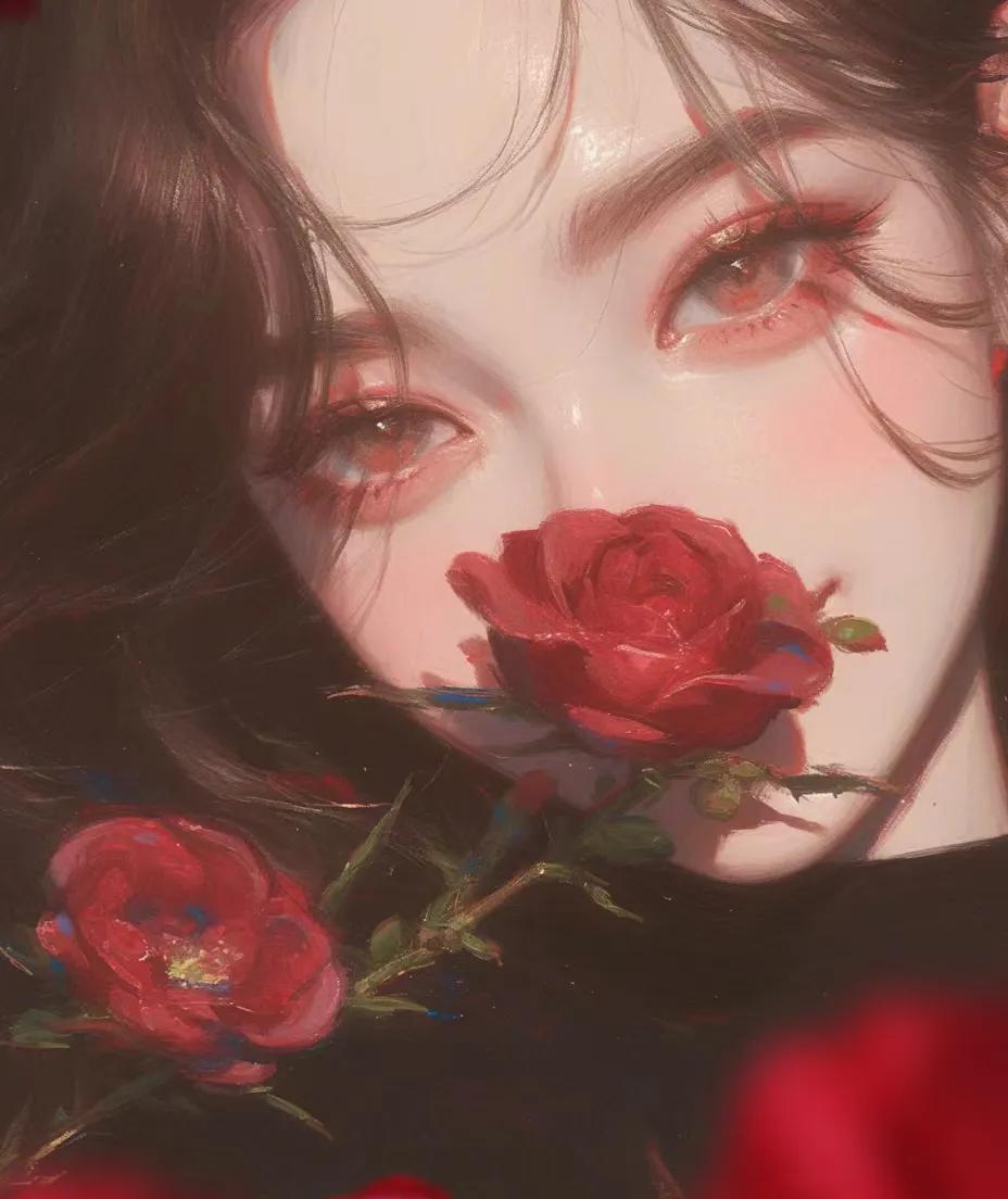 🌹花下的少女[送自己一朵花]二
#美女花中画# #美丽的插画# #花朵唯美图片