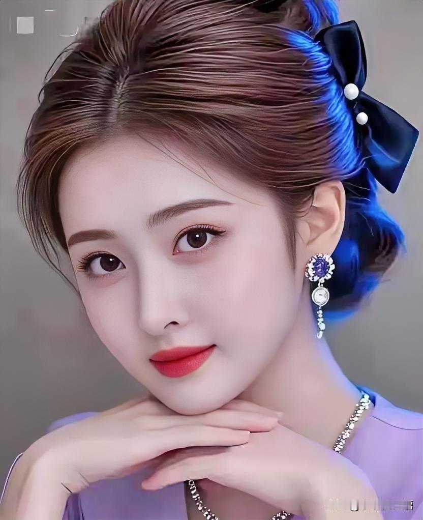 温柔甜美的少女，蓝发蝴蝶结，优雅动人！