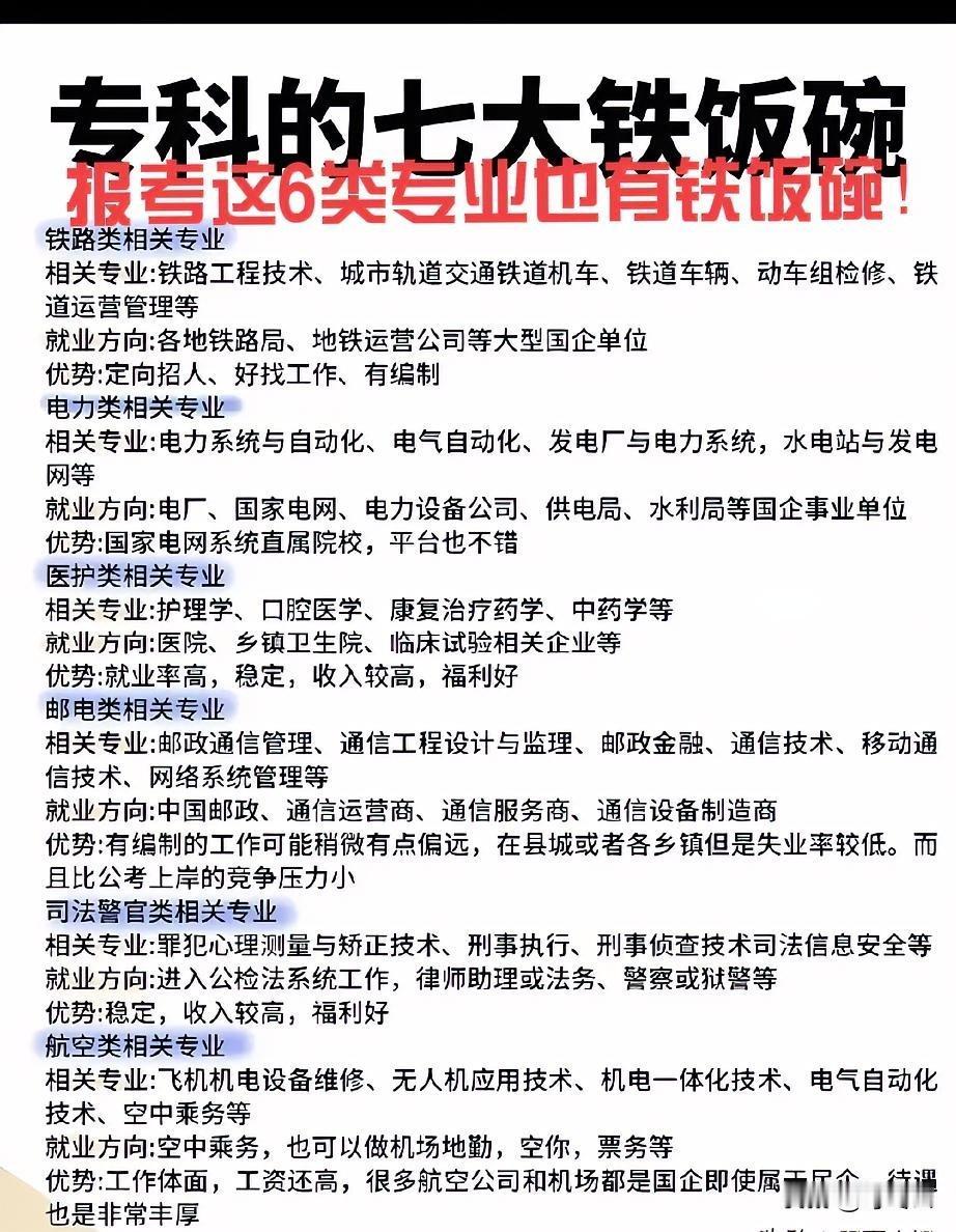 听人劝！大专高职报考这6类专业，也能有铁饭碗工作！速速收藏起来备用！就是铁路类、