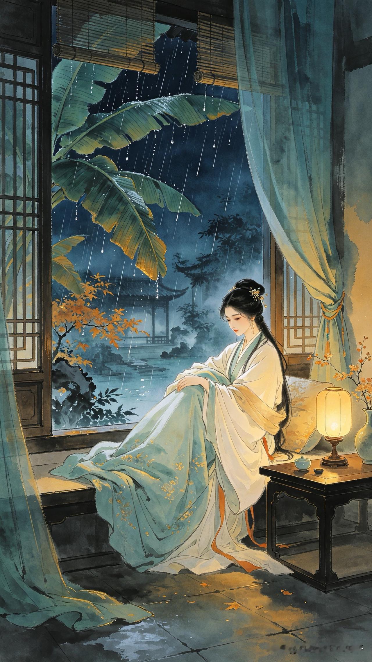 蕉窗夜雨响泠泠，
独拥寒衾梦不成。
一寸愁心何处寄，
       
…………请