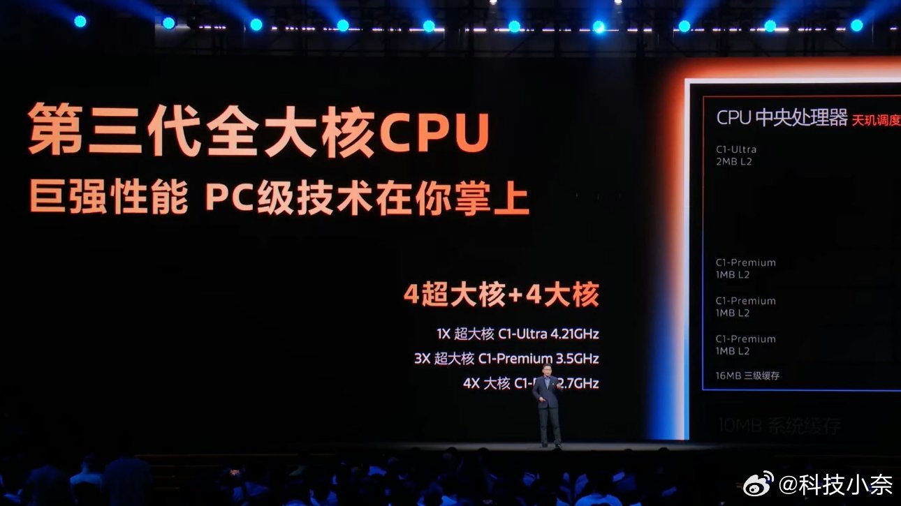 天玑9500，台积电第三代3nm制程，采用4超大核+4大核架构，有 1 个超大核