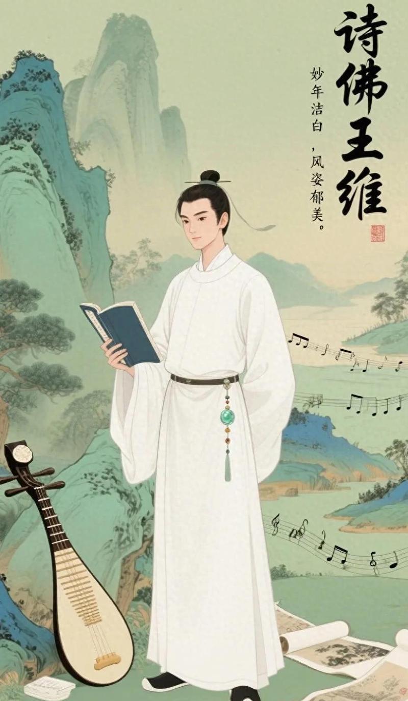 王维十九岁京兆府应试拔得头筹，二十一岁进士及第，少年成名，诗画音律无一不精，被后