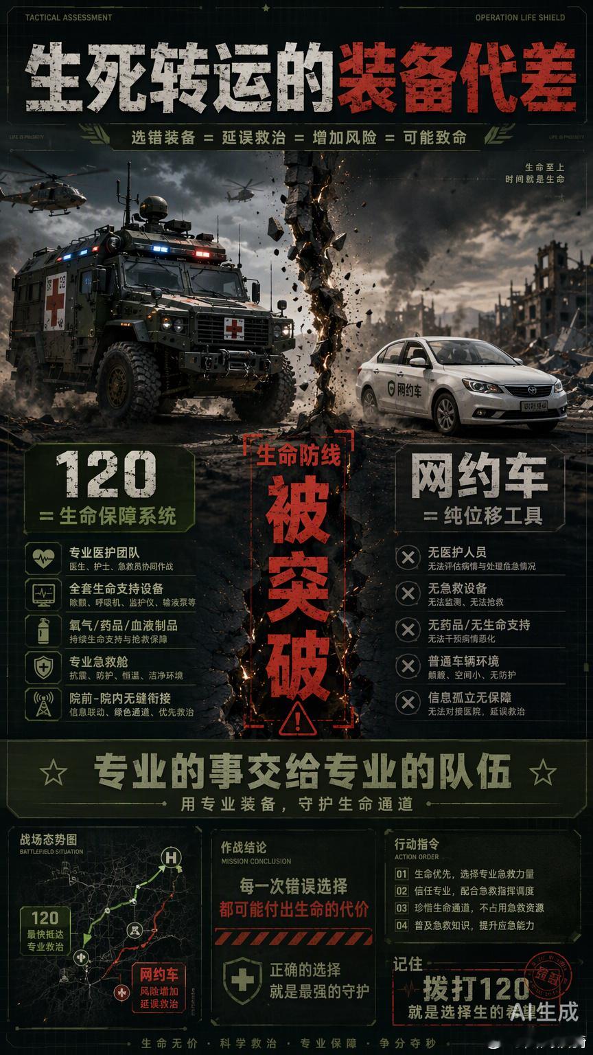 病危转运选网约车，这无异于在战场上放弃装甲车，开着运粮车去冲锋。家属三次拒绝住院