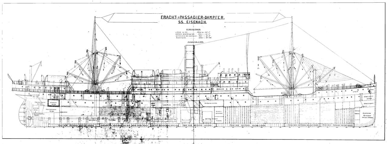 1908年“艾森纳赫”号【ss Eisenach】蒸汽船图纸