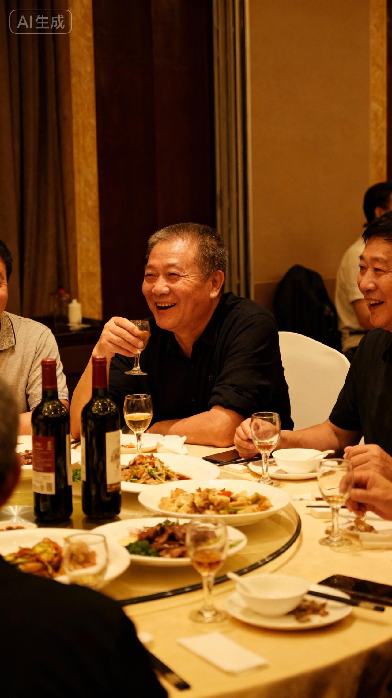 《酒桌》

一桌围坐两样人
举杯放杯皆不同
左边高喊满上满
右边摆手不行不行
