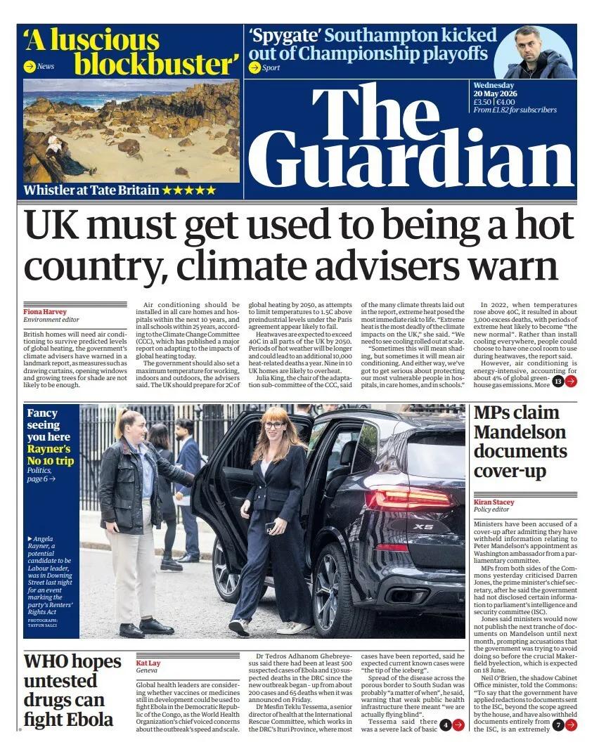 据《卫报》报道，英国政府气候顾问警告称，英国家庭将需要空调来应对预测中的全球变暖