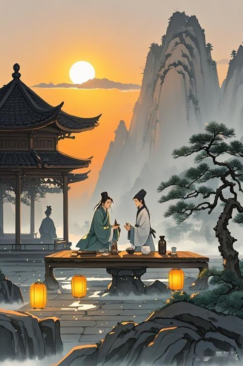 上联：浊酒凭窗寻月影，
下联：闲书卧榻望天宫，
下联：清茶坐石听泉声。