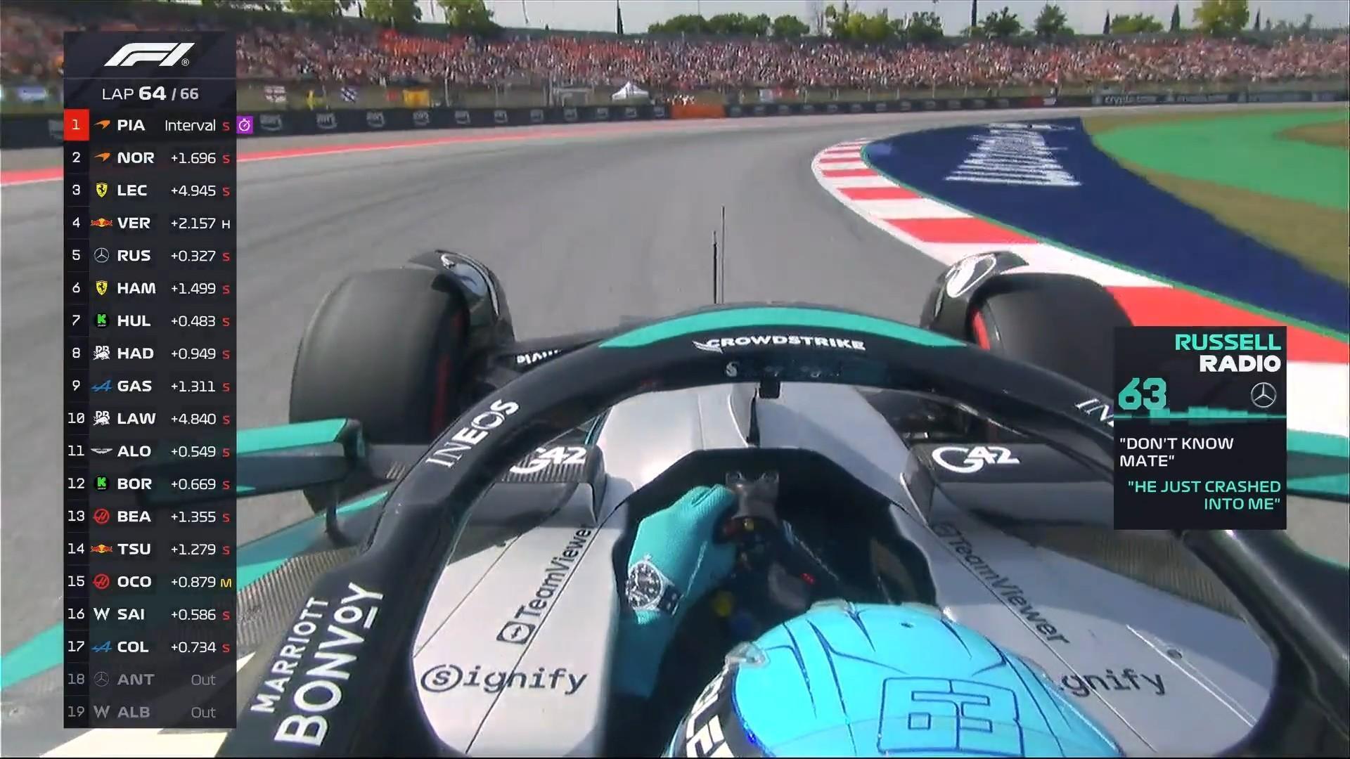 F1 GP让维斯塔潘给拉塞尔还位置 2025F1西班牙大奖赛 ​​​