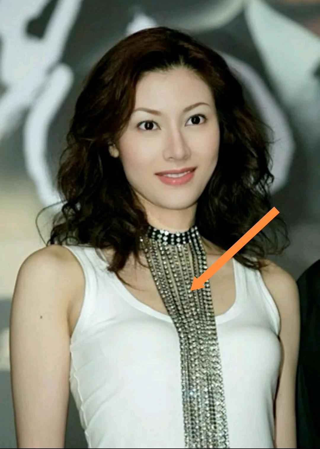 李嘉欣当年在脖子上戴着一条又长又大、流苏垂坠感很强的钻石项链，价值不菲，可偏偏有