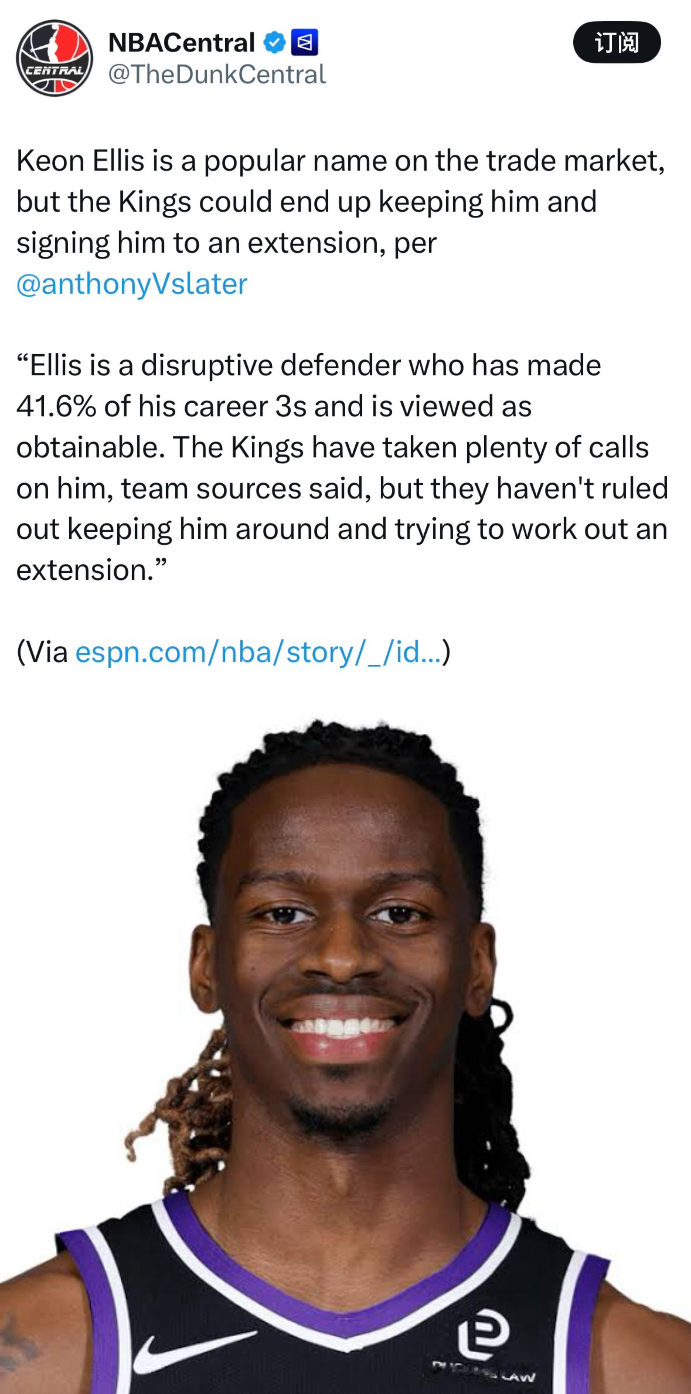 Anthony Slater：国王队已经接到了不少关于艾利斯的询价电话，但并未排