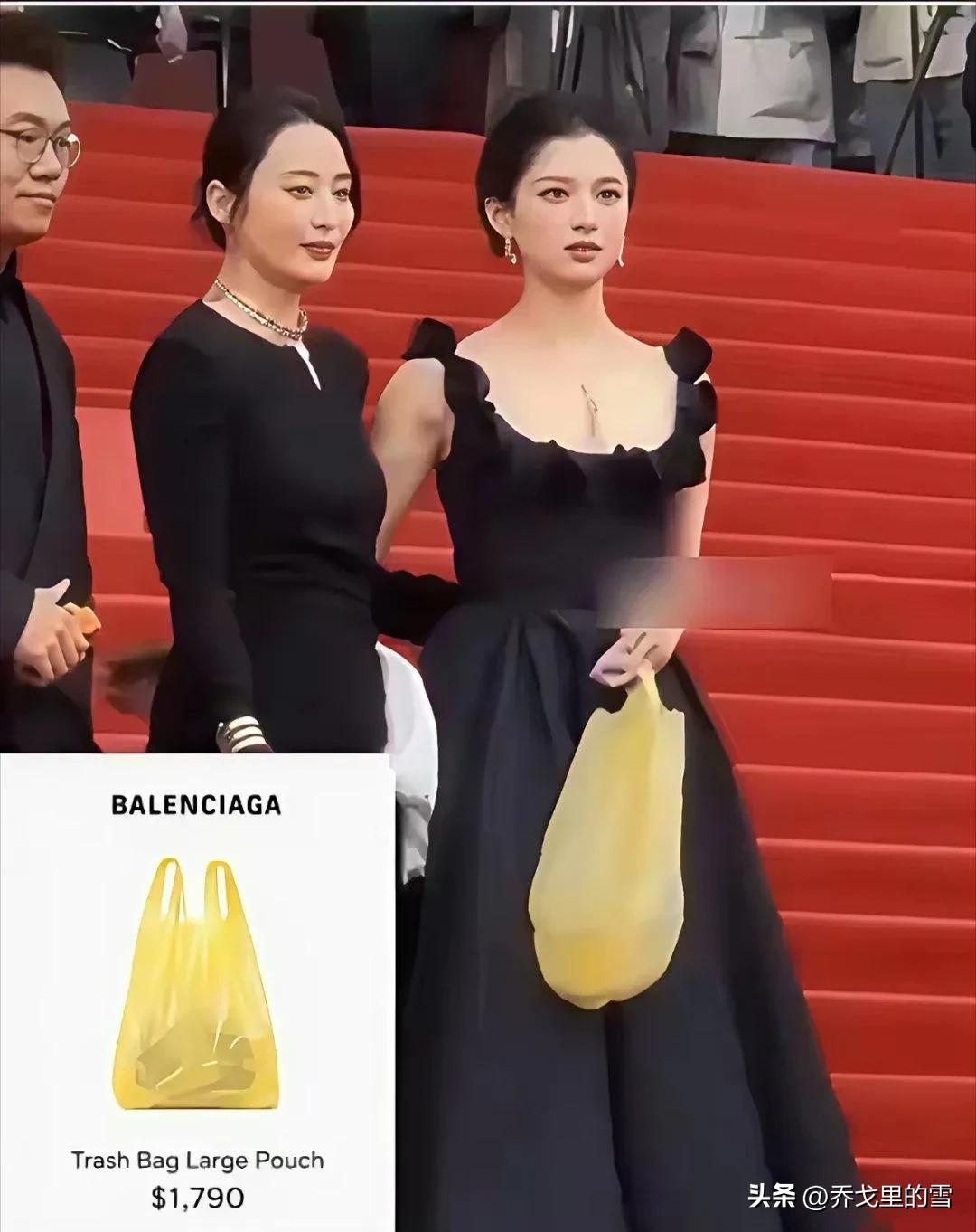 戛纳红毯上的这位明星，手里居然拿着一个塑料袋，这是什么情况？难道时尚就是与众不同
