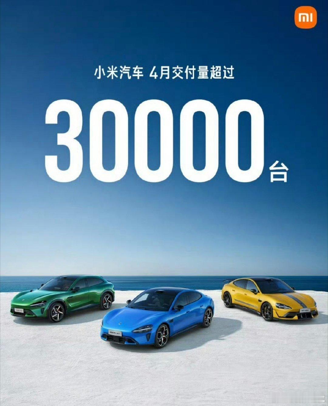 小米汽车4月交付量超3万台小米汽车官方发布4月交付量超3万台，关键是超过3.3万