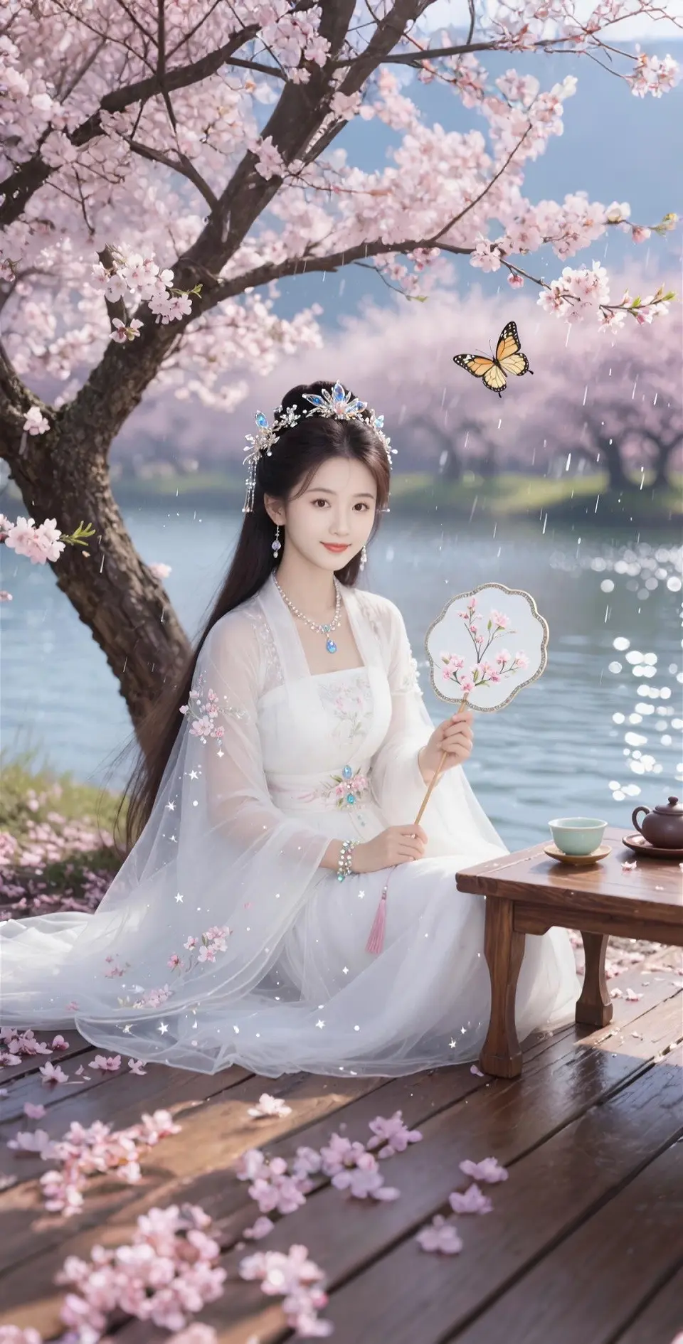 AI扩图 AI林间桃花随拍