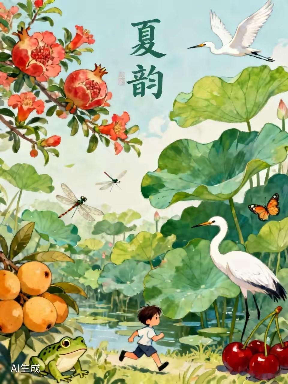 《盛夏绮韵*梦栖诗画间》
小滿初临盛夏隆，
榴花似火映霞红。
枇杷枝上盈欢靥，