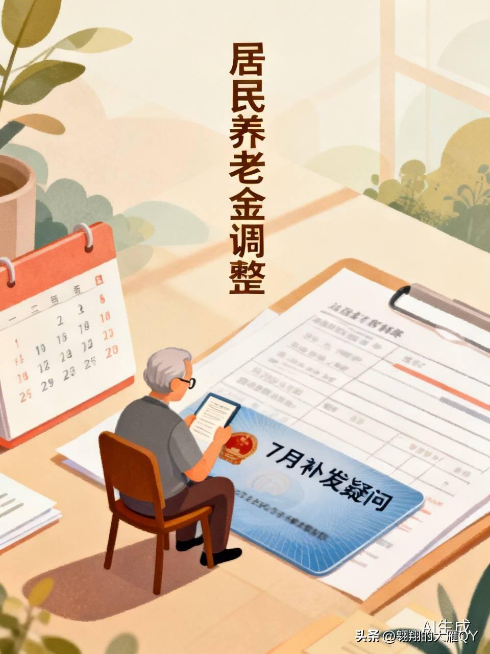今年七月份说居民养老金要涨，还会把1 - 6月的补发到位，就像承诺给大家发个“大