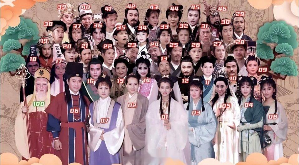 《新白娘子传奇》全家福，除了赵雅芝叶童一个也不认识，阵容倒是蛮强大。 ​​​