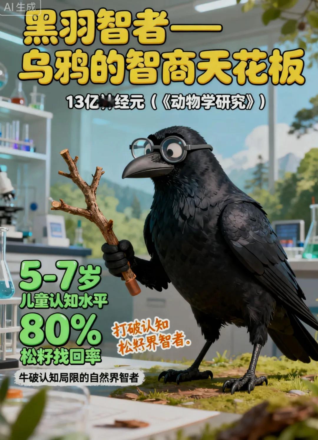 没想到乌鸦的智商比我女儿都高，怪不得小时候掏过一次鸟窝，然后，[大笑]乌鸦就天天