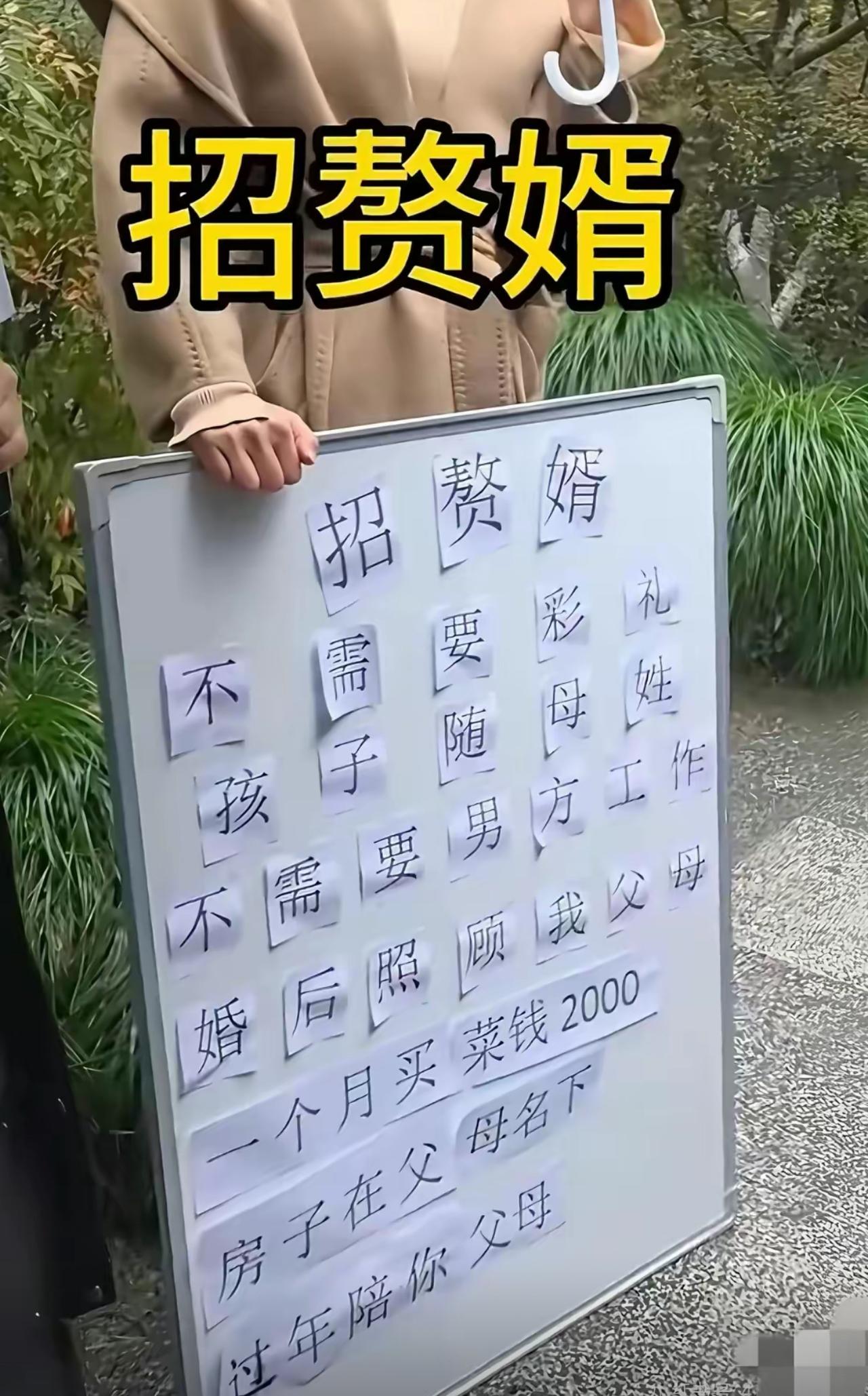 相亲角这块招赘婿牌子刚摆出来，围观路人看完集体沉默，表面福利拉满实则条条暗藏规矩