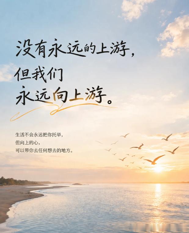 以前总以为人生要一直赢、一直往上后来才明白没有人永远在上游有起有落，才是常态真正