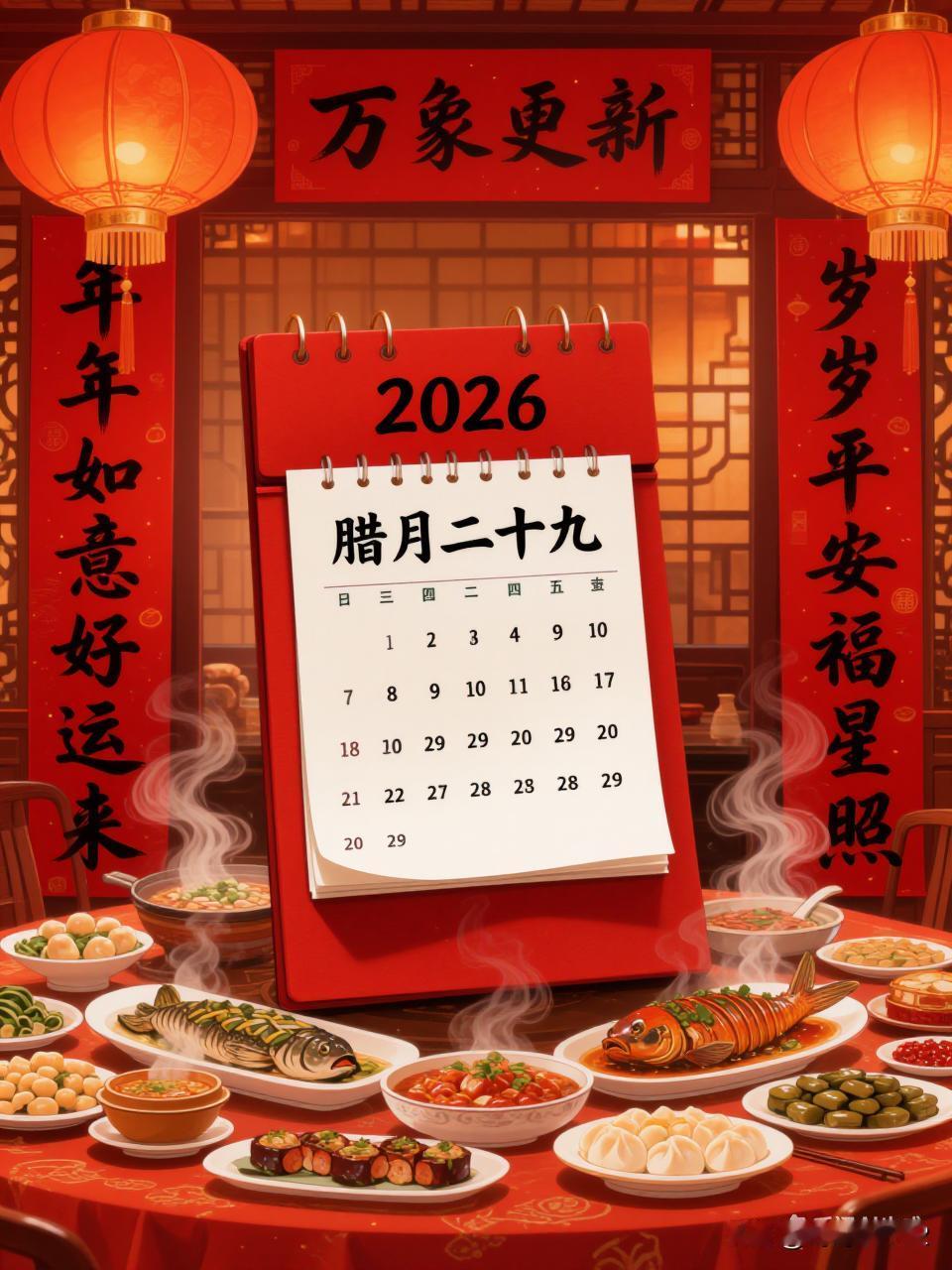 2026年没有“大年三十”，是因为这一年农历的最后一个月（腊月）恰好是“小月”，