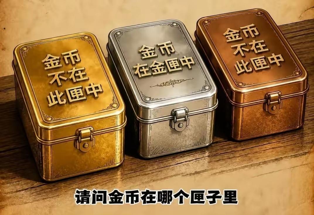 只有一句话是真的，请问金币在哪个匣子里？