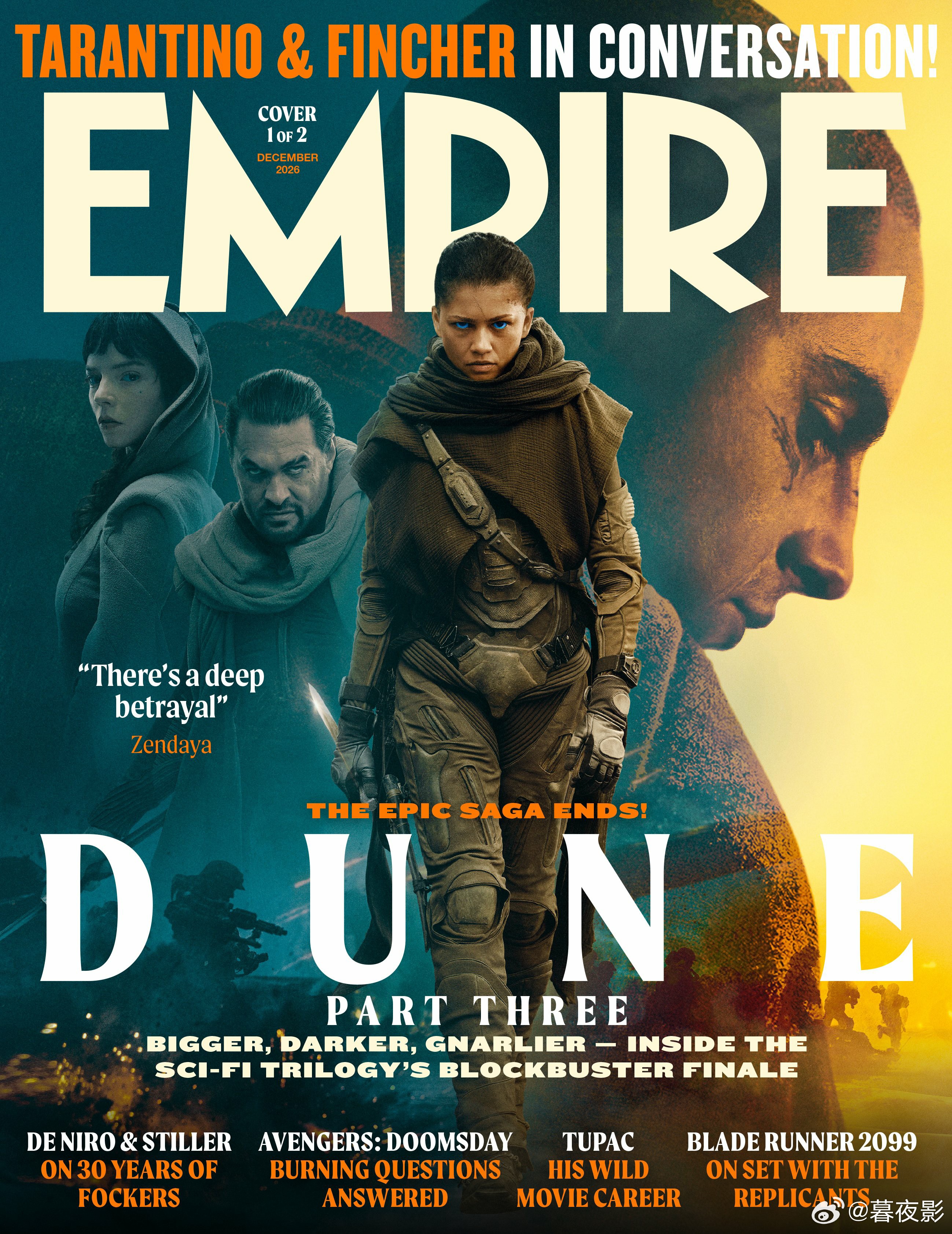 《沙丘3》登上《Empire》杂志新刊封面！！本片新老卡司包括：“甜茶”提莫西·
