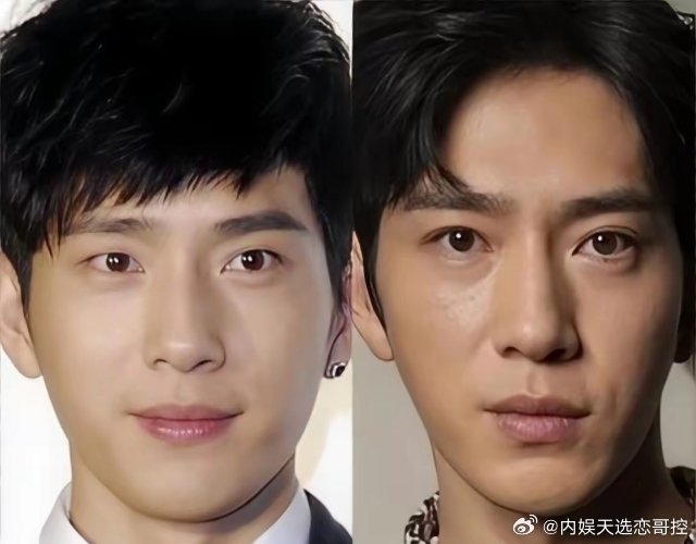 井柏然是和刘雯在一起亲多了吧，夫妻相都有了​前期的他是单眼皮而且颧骨没有那么突出