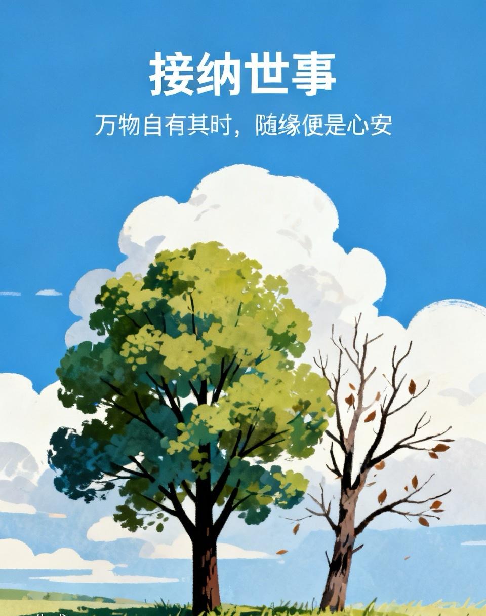 接纳世事

看过一个故事，
禅师看到两棵树，
一棵长得茂盛，
另一棵树却枯黄。
