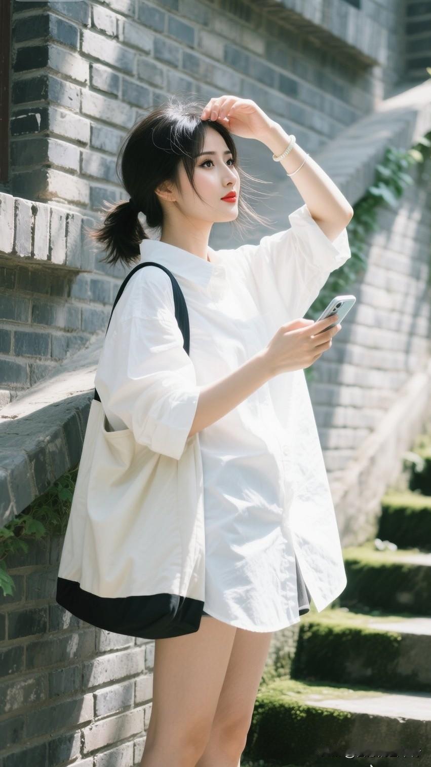 🍃初夏白衬衫慵懒风｜下衣失踪也太绝了！
松弛感直接拉满，清爽又显瘦，出门被问爆