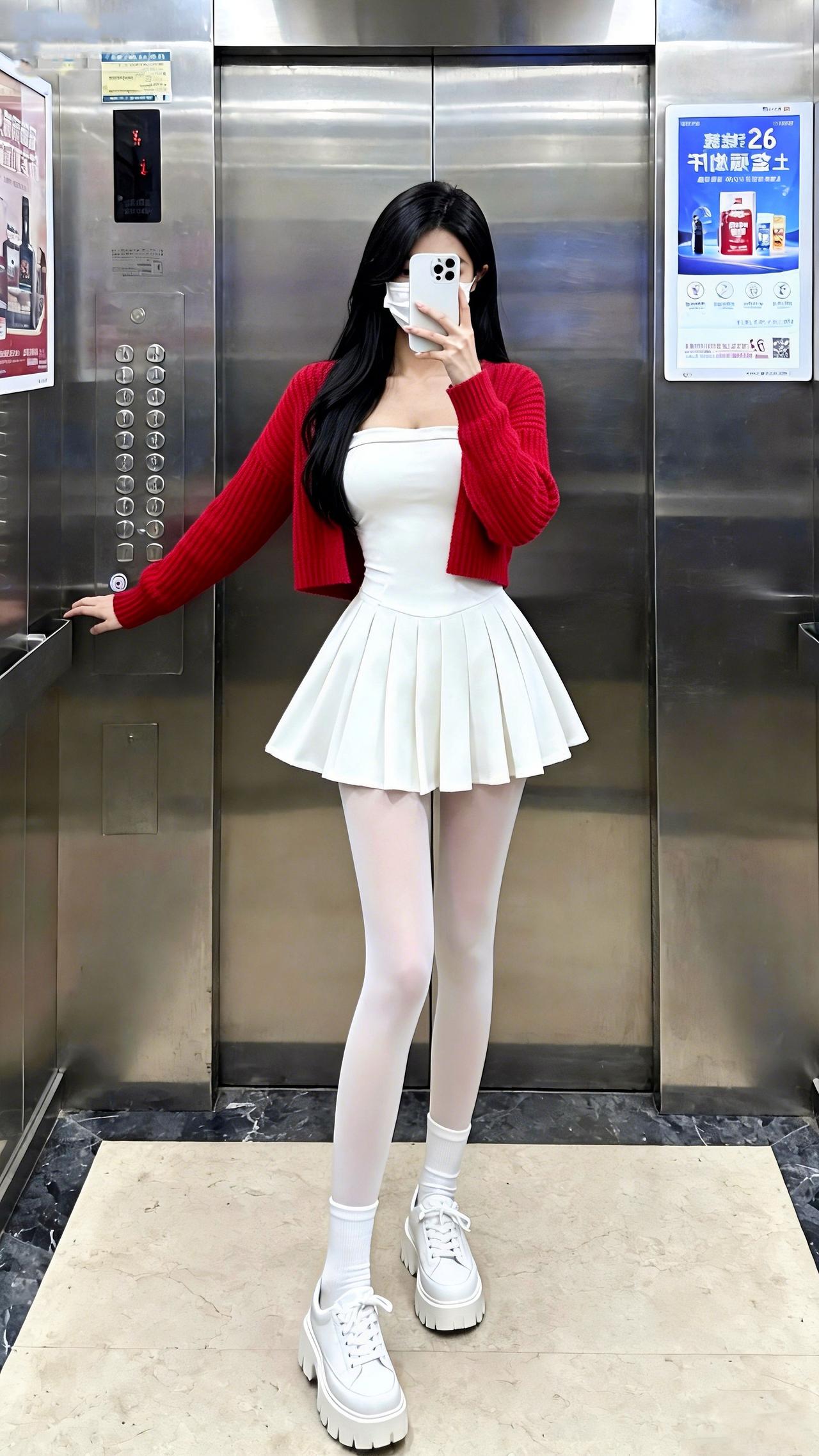 这种甜而不腻的甜酷少女风你们爱了吗？红开衫裹着明艳甜俏，白蕾丝裙一搭添了柔媚公主