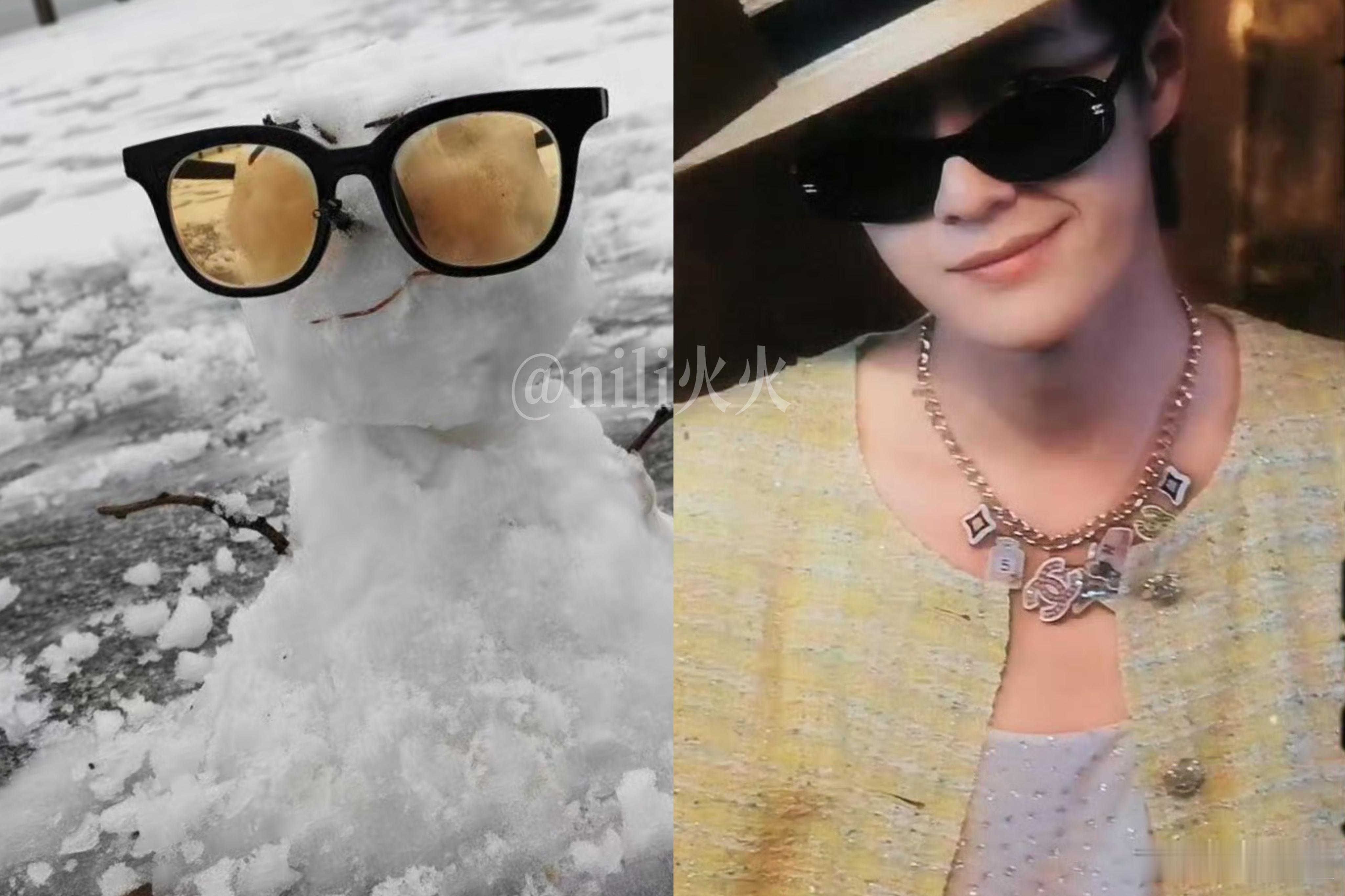 肖赞堆的“歪嘴笑”雪人 vs 肖赞的“歪嘴笑”对象，一毛一样的嘴角弧度和拽 赞赞