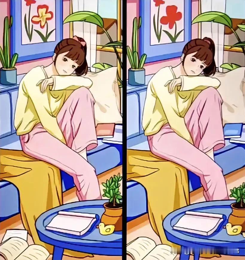 画屏美人坐，微笑如风
找不同 十处[灵光一闪]
