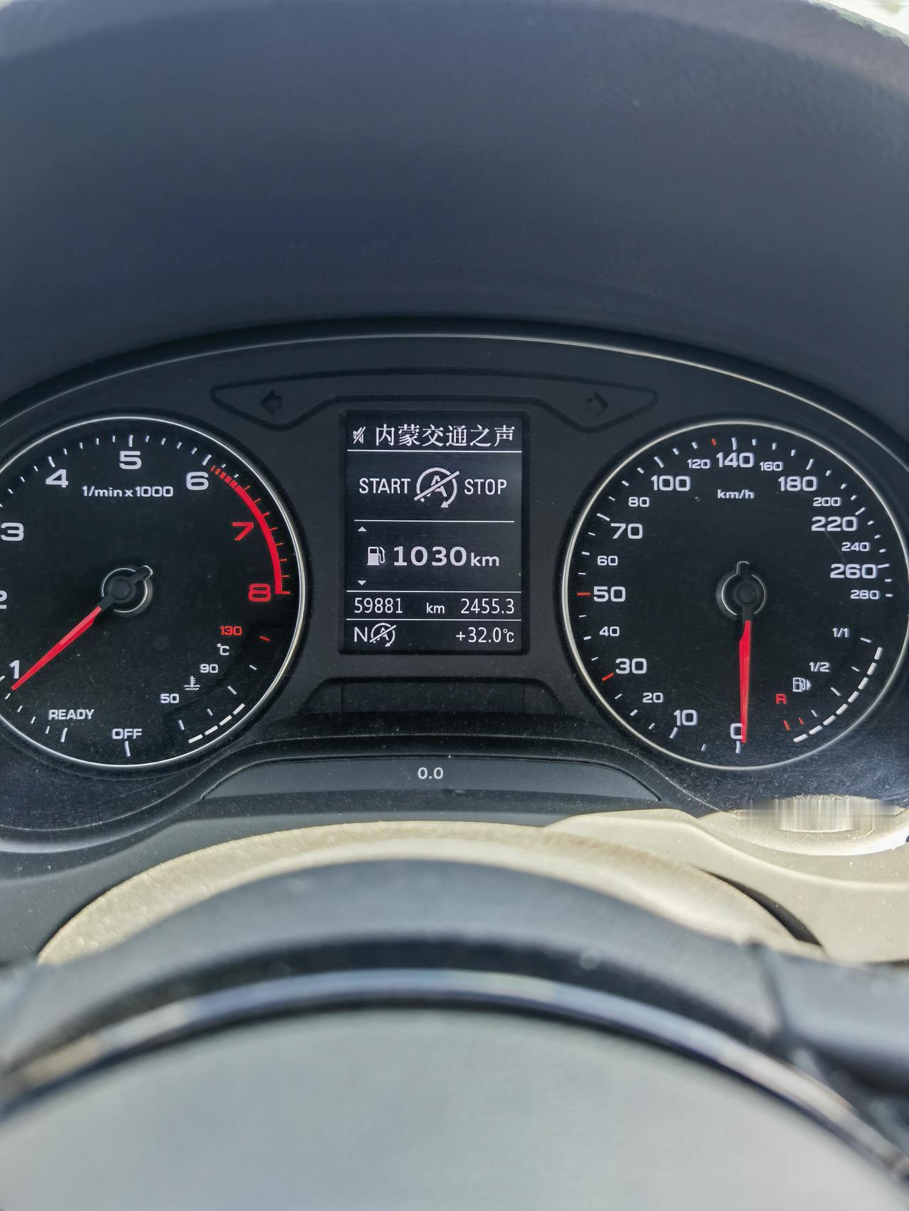 加满油能跑1030公里！这个表是不会骗人的。我的A3，牛！