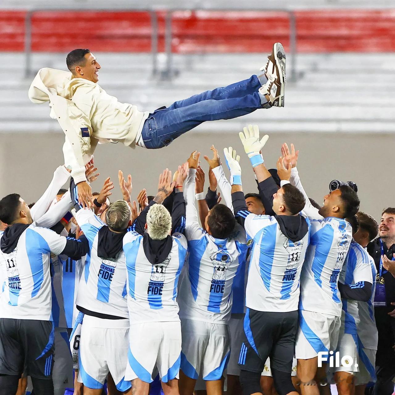 谢谢你迪马利亚，你带给了阿根廷三个大赛冠军！