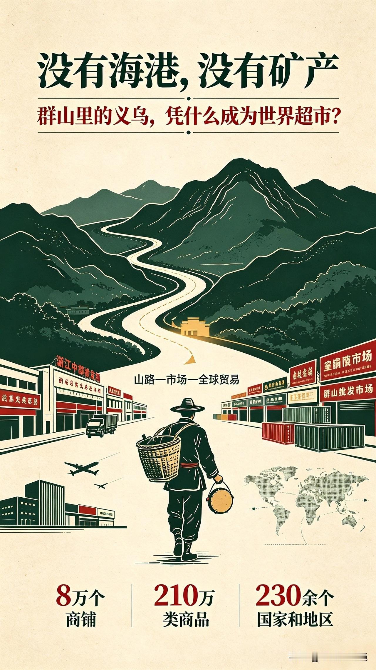 没有海港、没有矿产，群山里的义乌，凭什么做成世界超市？
 
很多人提起外贸大市，