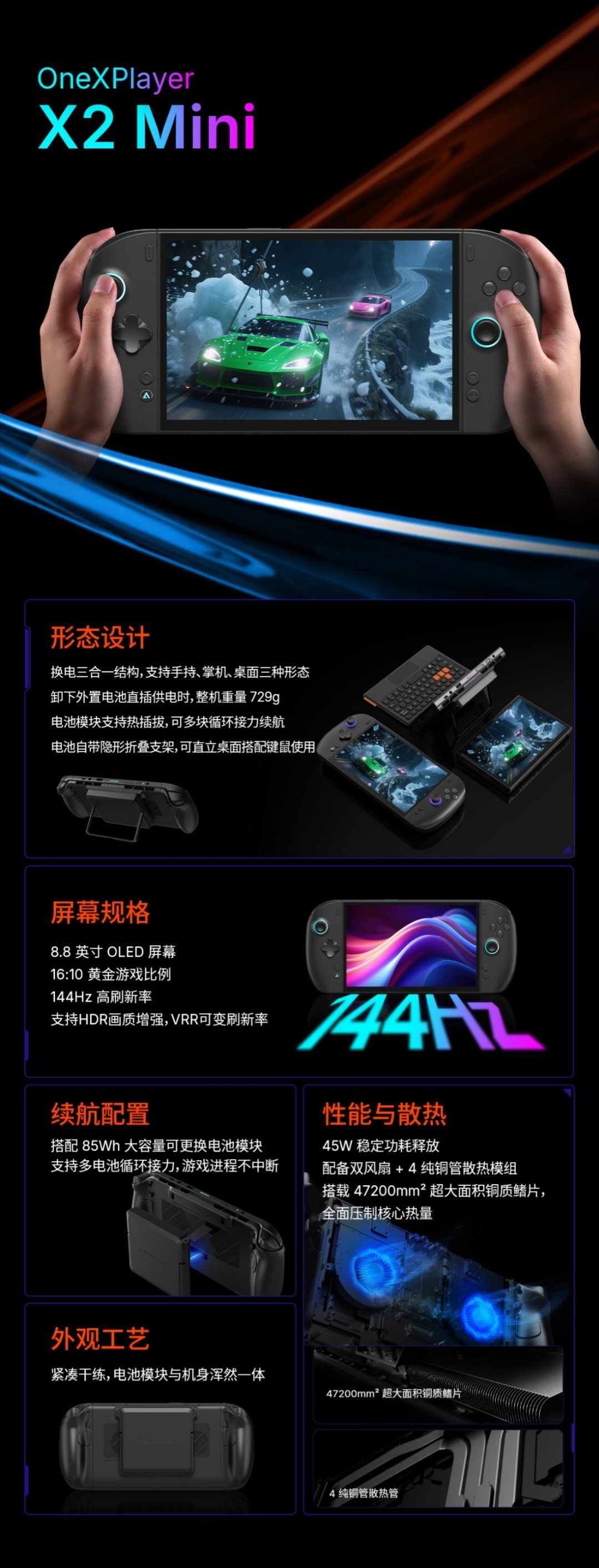 OneXPlayer X2 Mini这是哪门子的mini：8.8英寸144Hz的