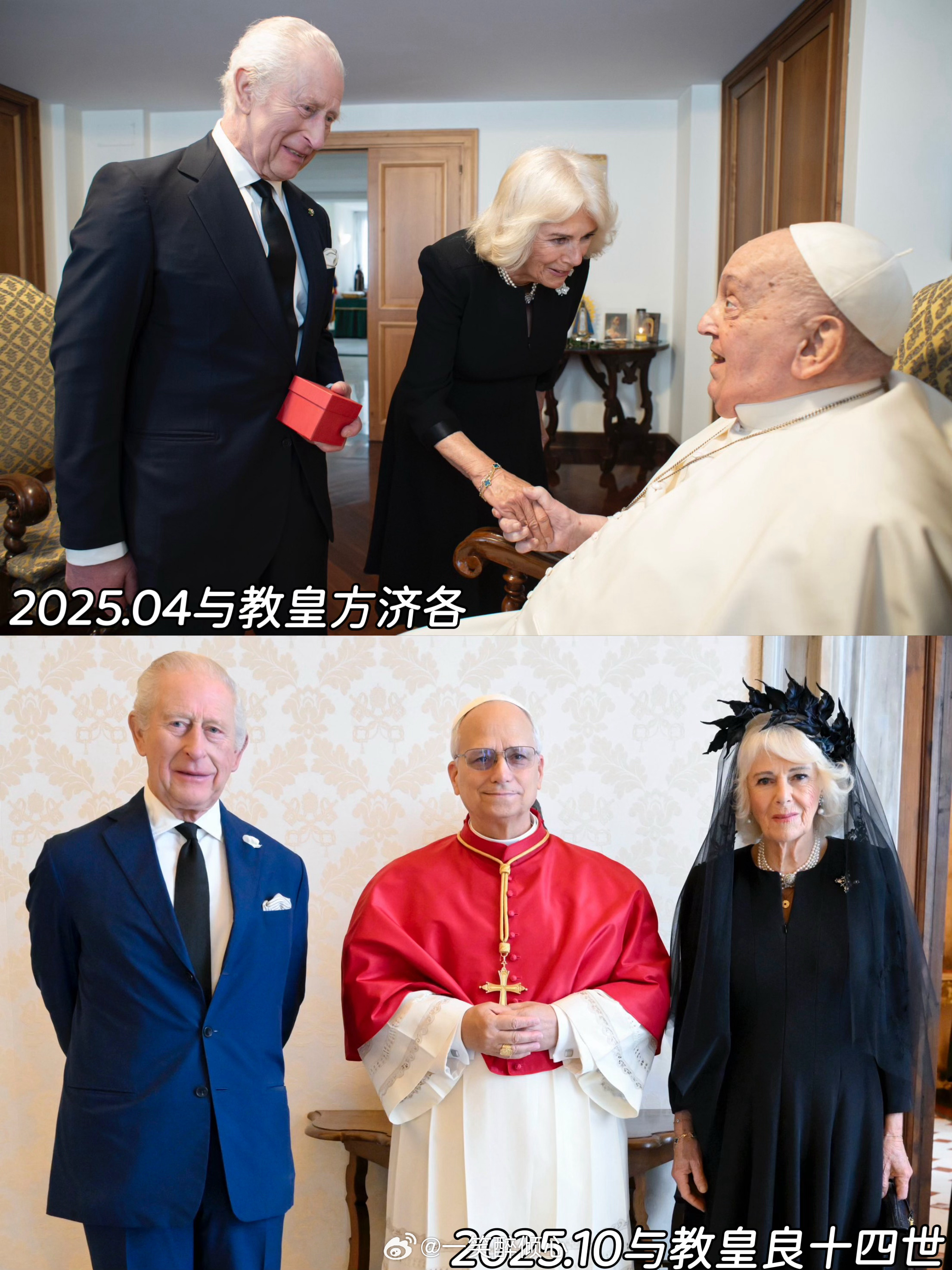 英国王室[超话]  今年查尔斯三世和卡米拉王后总共访问梵蒂冈2️⃣次见过2️⃣位