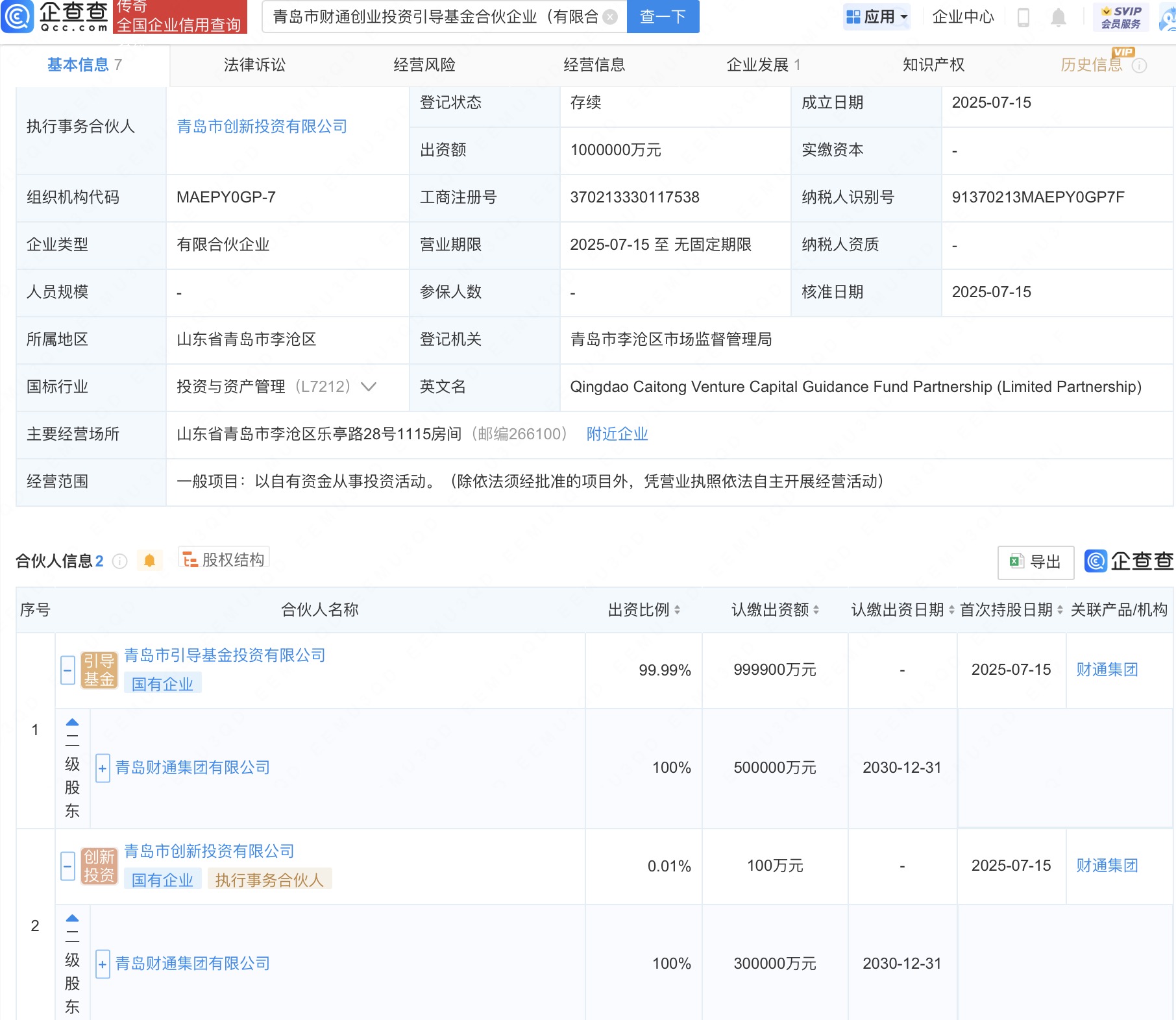 青岛财通集团新设3只引导基金