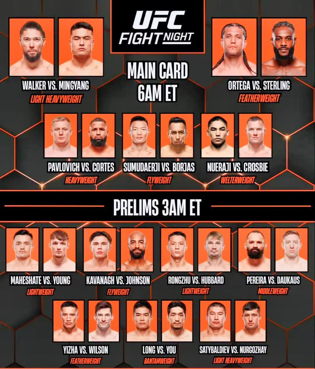 ufc上海站最终战卡及比赛顺序！