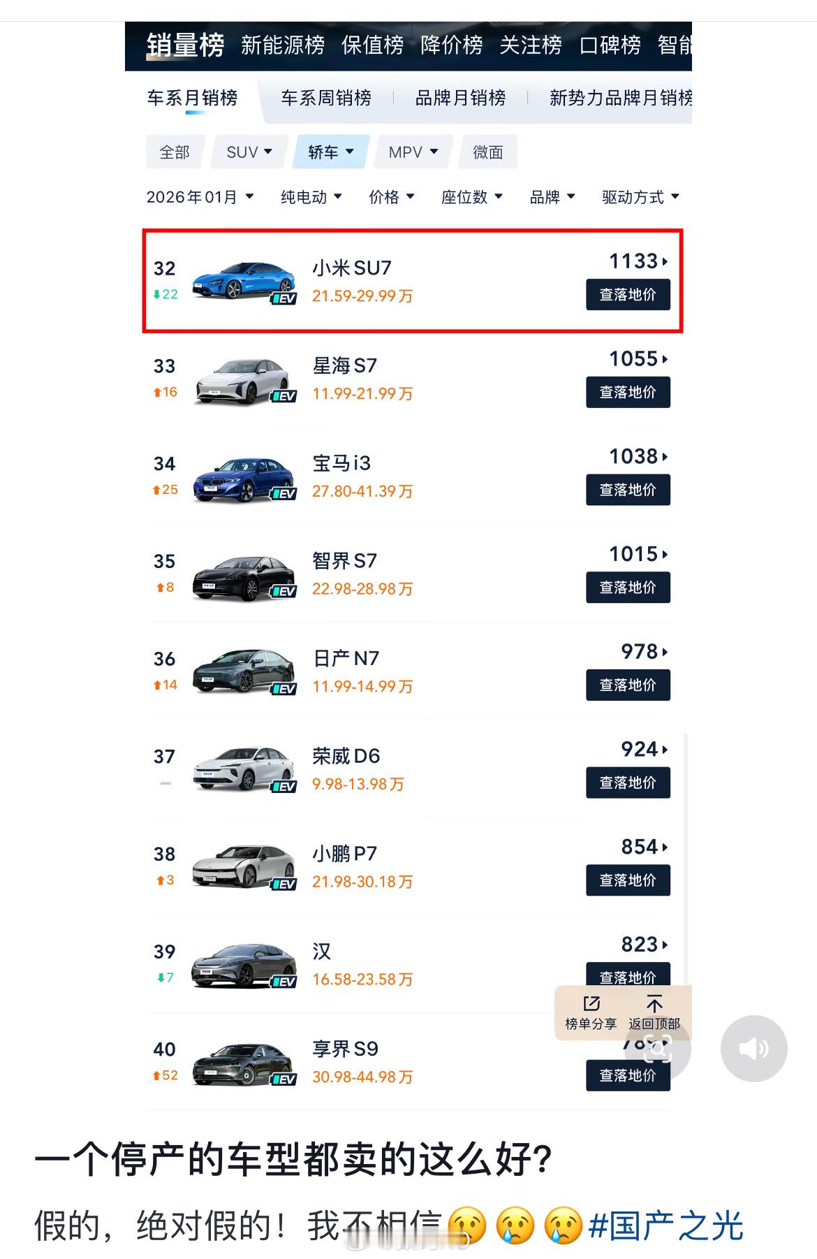 小米su7都停产了，这也能找到角度赢吗？不觉得尴尬吗？ 