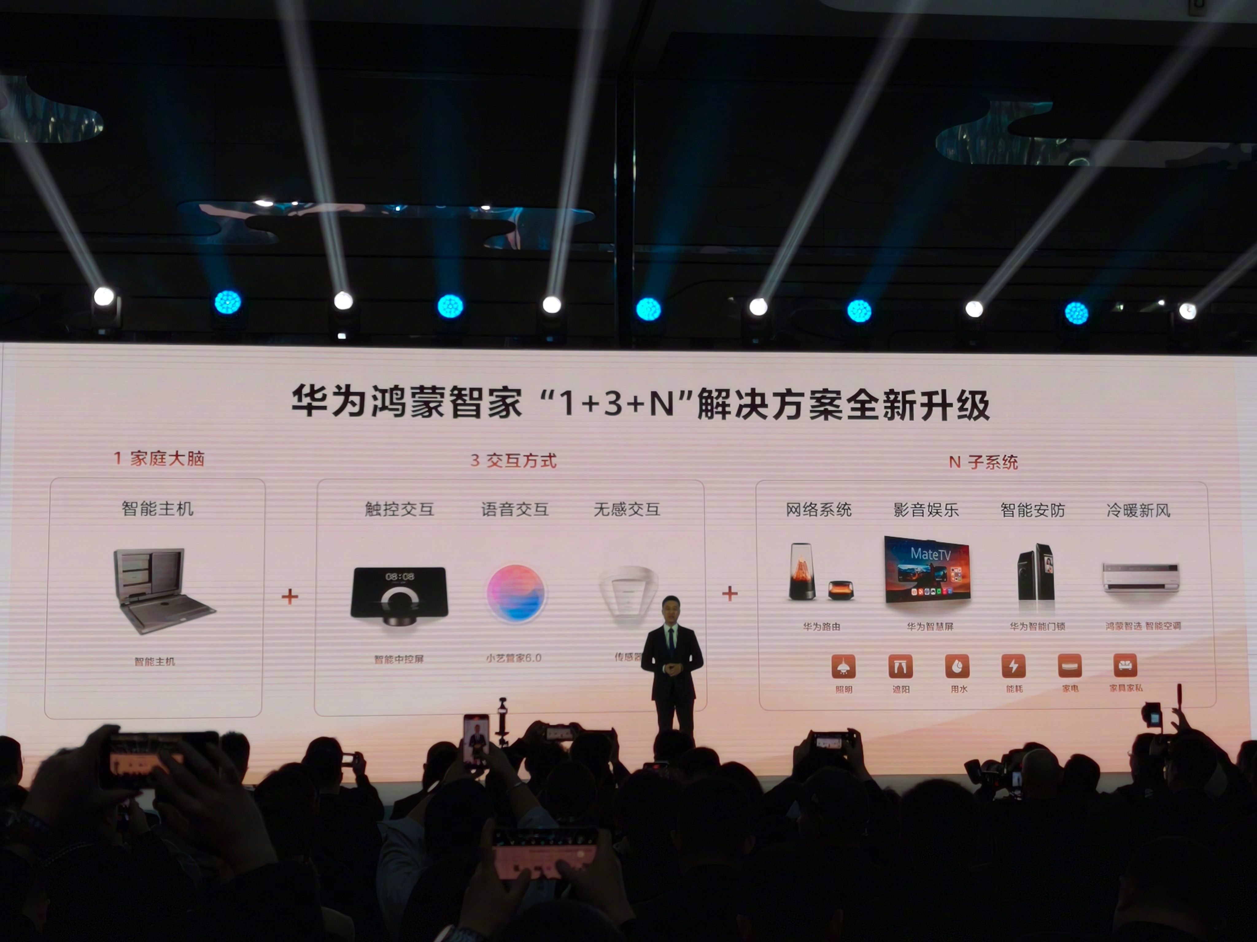 华为鸿蒙智家技术沟通会现场，重磅发布在智能生态上全新的“1+3+N”解决方案，从
