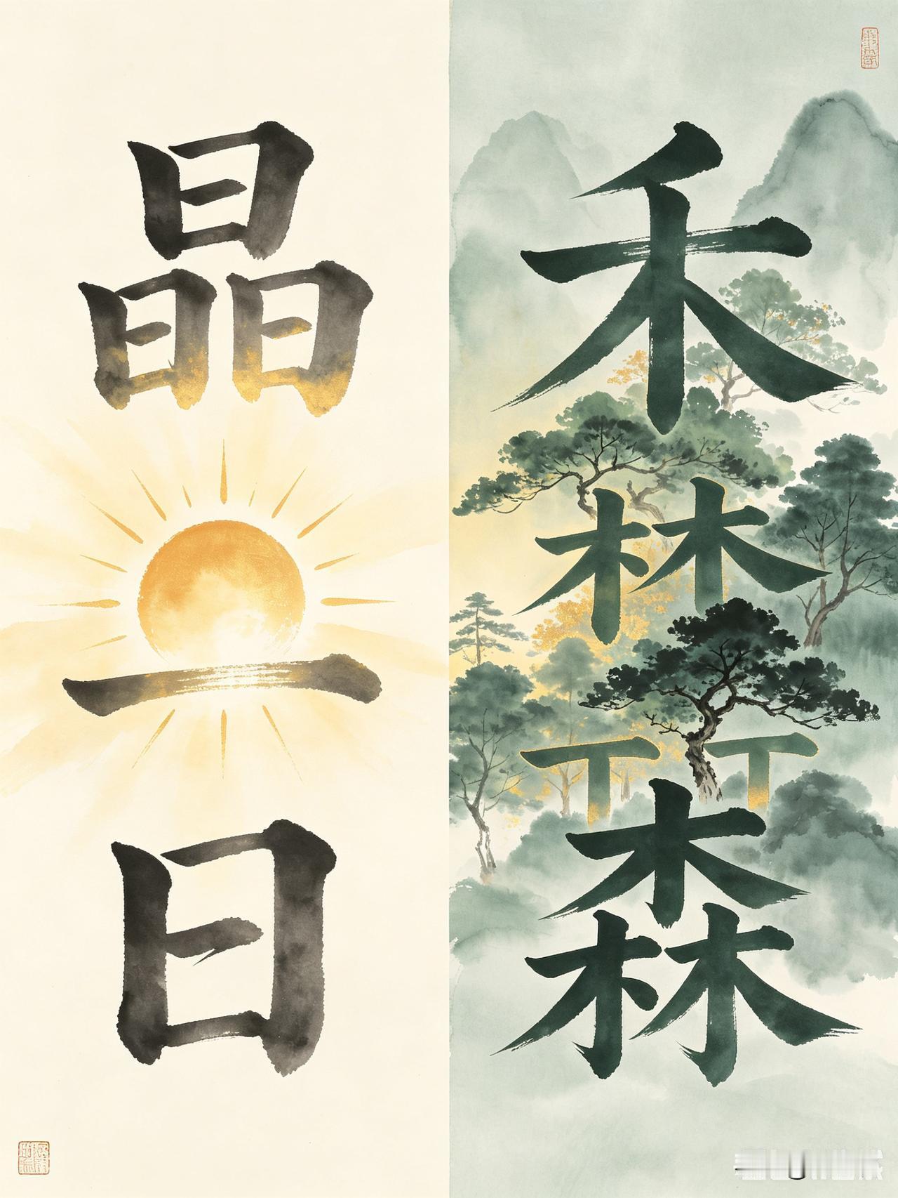 上联:晶子分开全是日
下联:森子拆开全是木