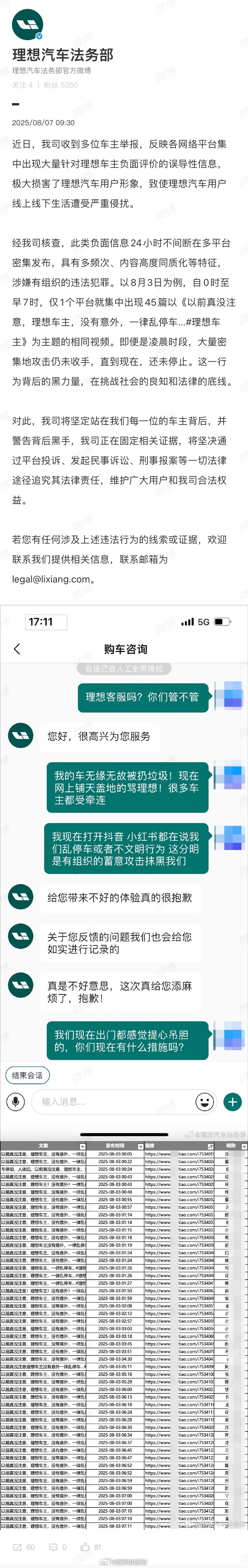 理想法务部干活了，最近各平台都能刷到理想车主乱停车的帖子，还有很多连文案都一样的