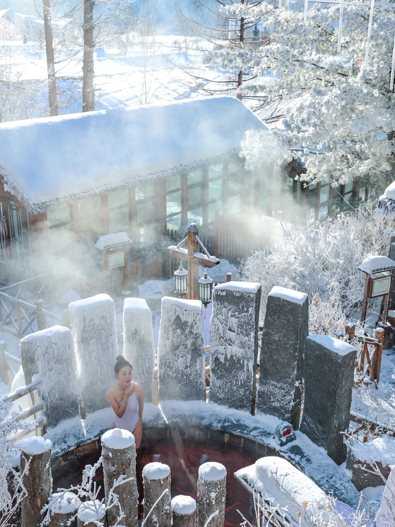 不是北海道🇯🇵！！是长白山雪地温泉～❄️