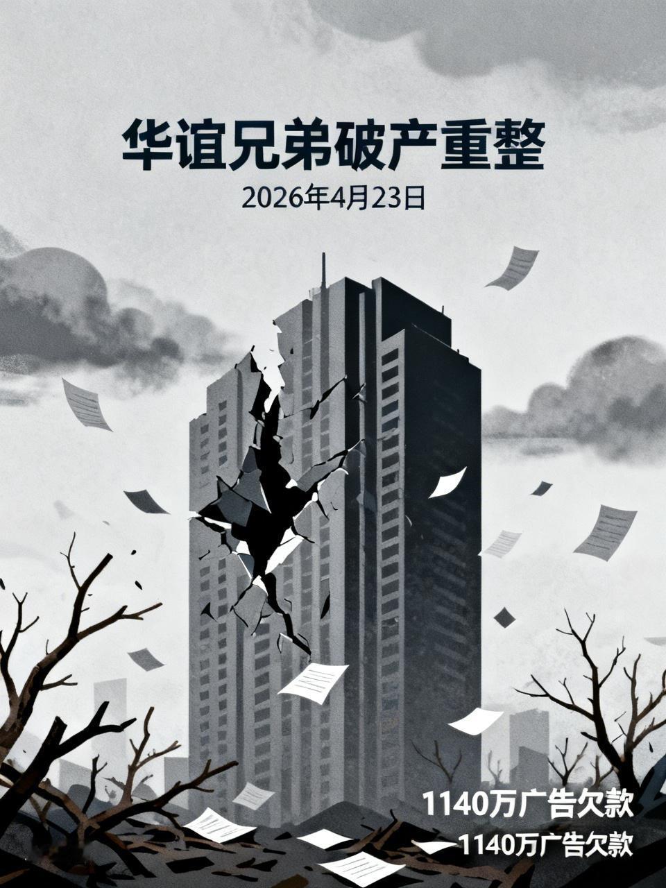 华谊兄弟突发危机！老牌影视巨头被申请破产重整
 
重磅消息传来，老牌影视大厂华谊