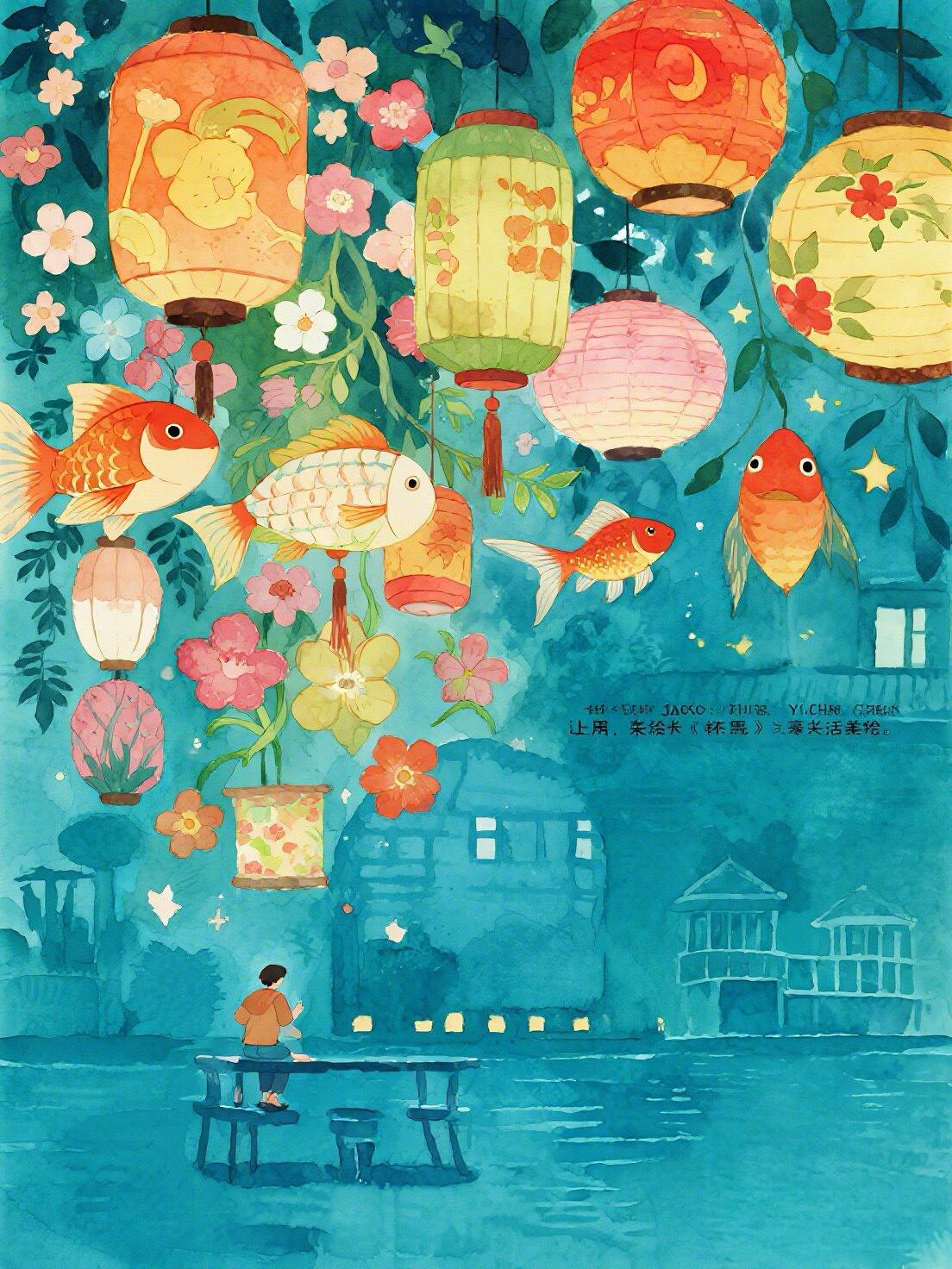 治愈系插画｜鱼游过的地方。 