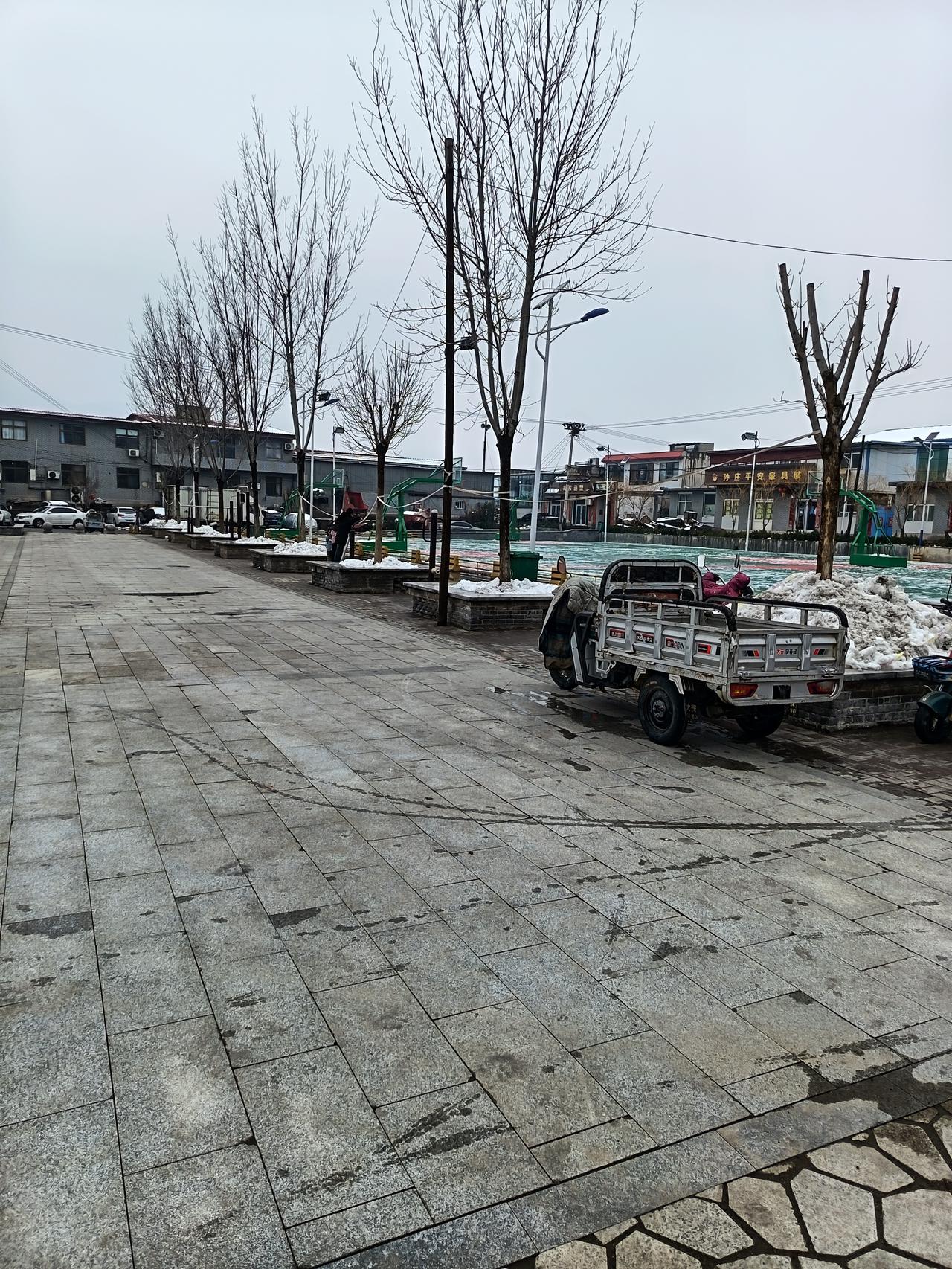 冬日村庄的宁静与美丽