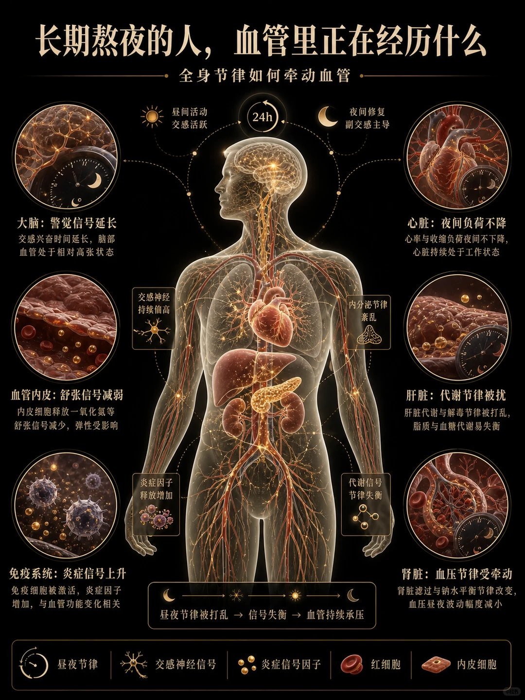 长期熬夜的人会有9个变化白天只是困，夜里却是血管在加班。当睡眠一次次被压缩，身体