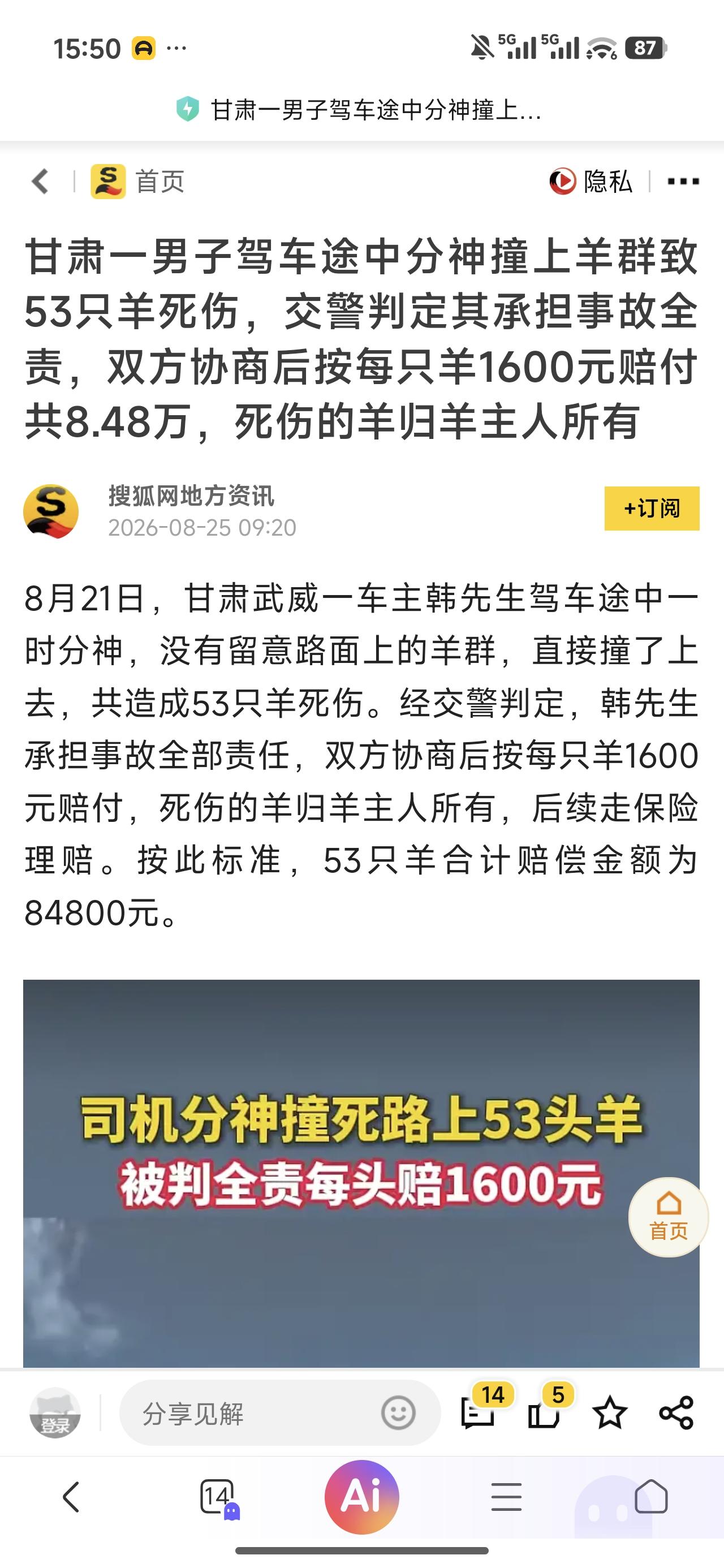 刷到这个视频，有几个地方不解，第一，怎么会允许这么多羊跑到公路上去遛，第二，司机