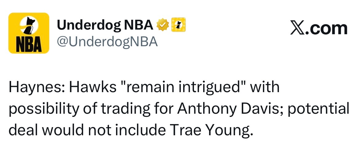 Chris Haynes：老鹰有意交易得到戴维斯，潜在交易方案将不会包含特雷-杨